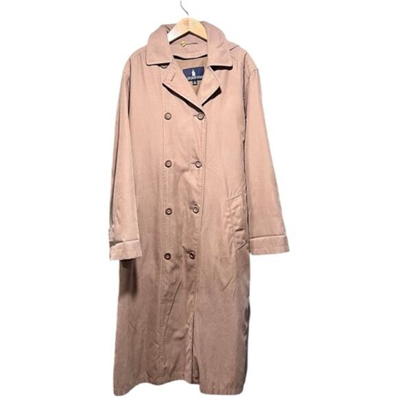 London Fog Classic Trench Coat Womens Size 12 Beige Double Breasted - Picture 1 of 5